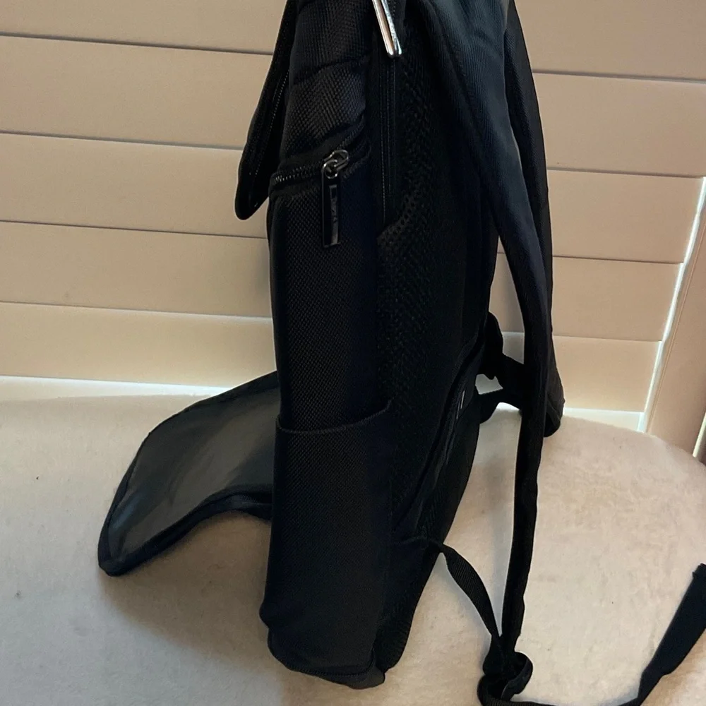 Men's Black Backpack with Colorful Wheel Design